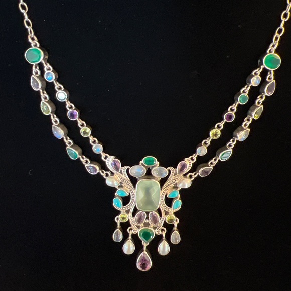 🦋🌹VINTAGE NICKY BUTLER LIMITED EDITION 925 Sterling Silver Prehnite Necklace - Picture 3 of 13